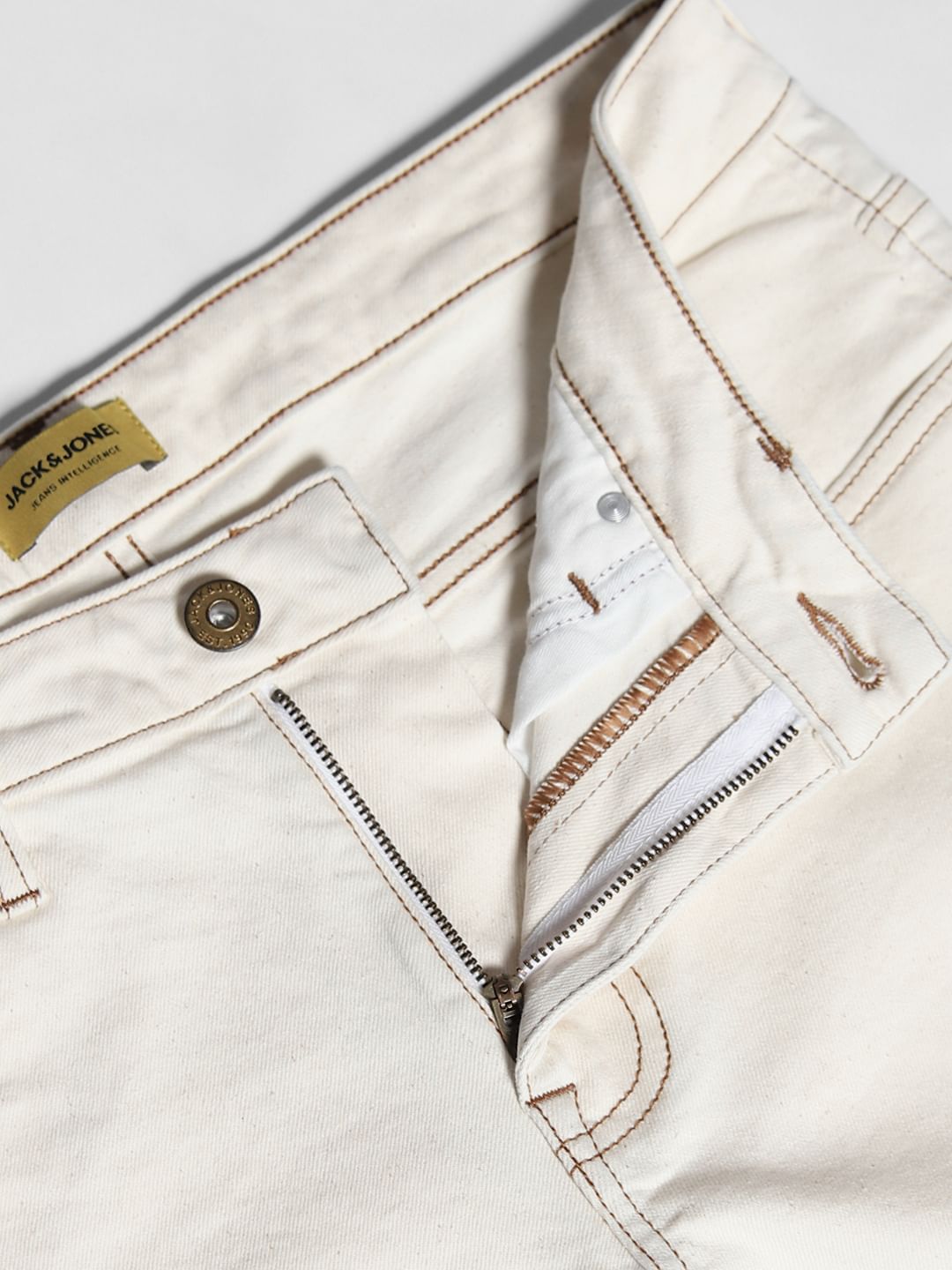 Ecru Low Rise Glenn Slim Fit Jeans