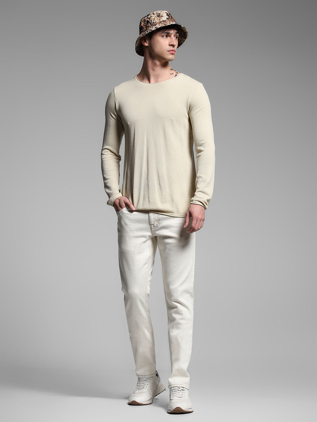 Ecru Low Rise Glenn Slim Fit Jeans