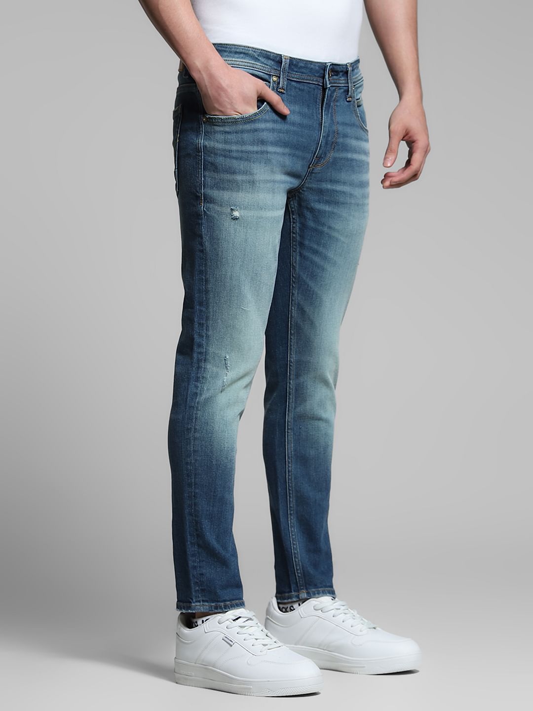Blue Brak Slim Fit Cropped Jeans