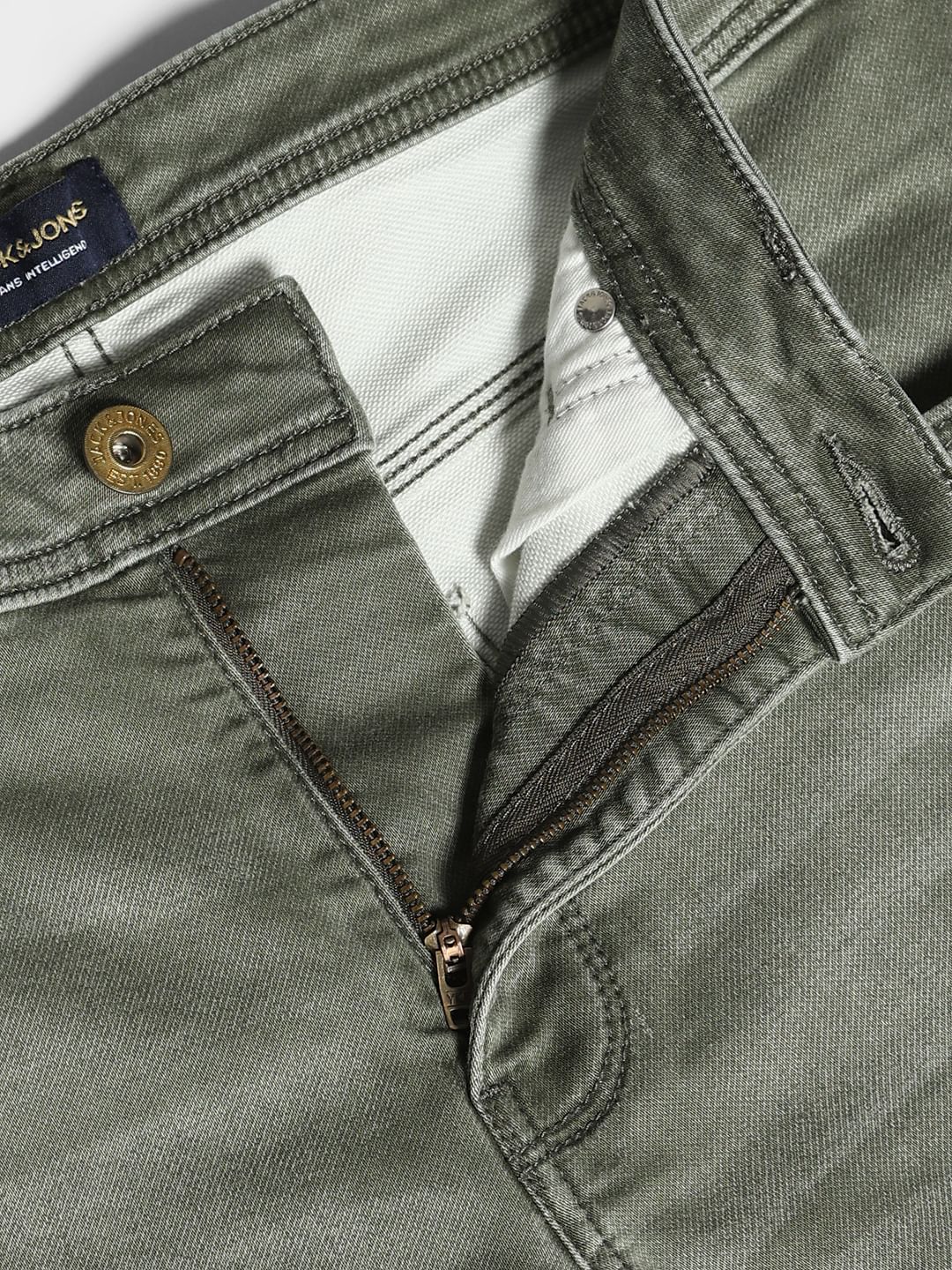 Olive Low Rise Clark Regular Fit Jeans