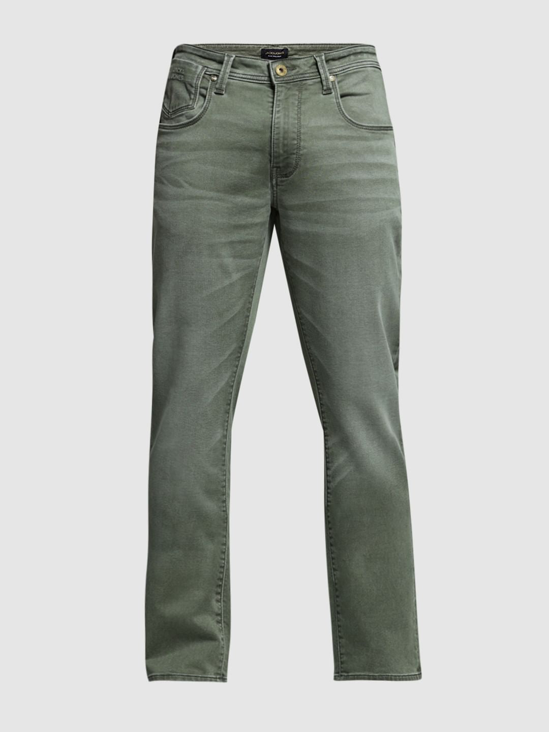 Olive Low Rise Clark Regular Fit Jeans