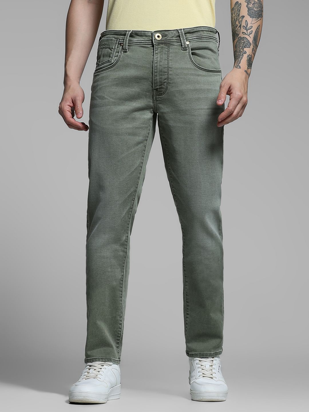 Olive Low Rise Glenn Slim Fit Jeans