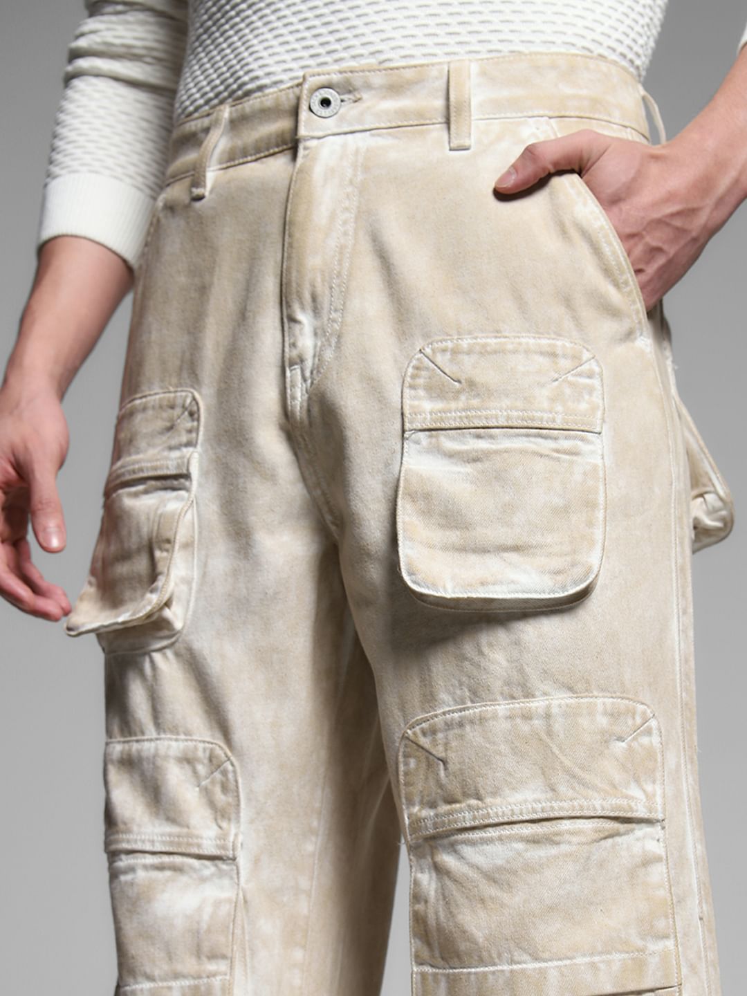 Ecru Multi-Style Dario Loose Fit Jeans