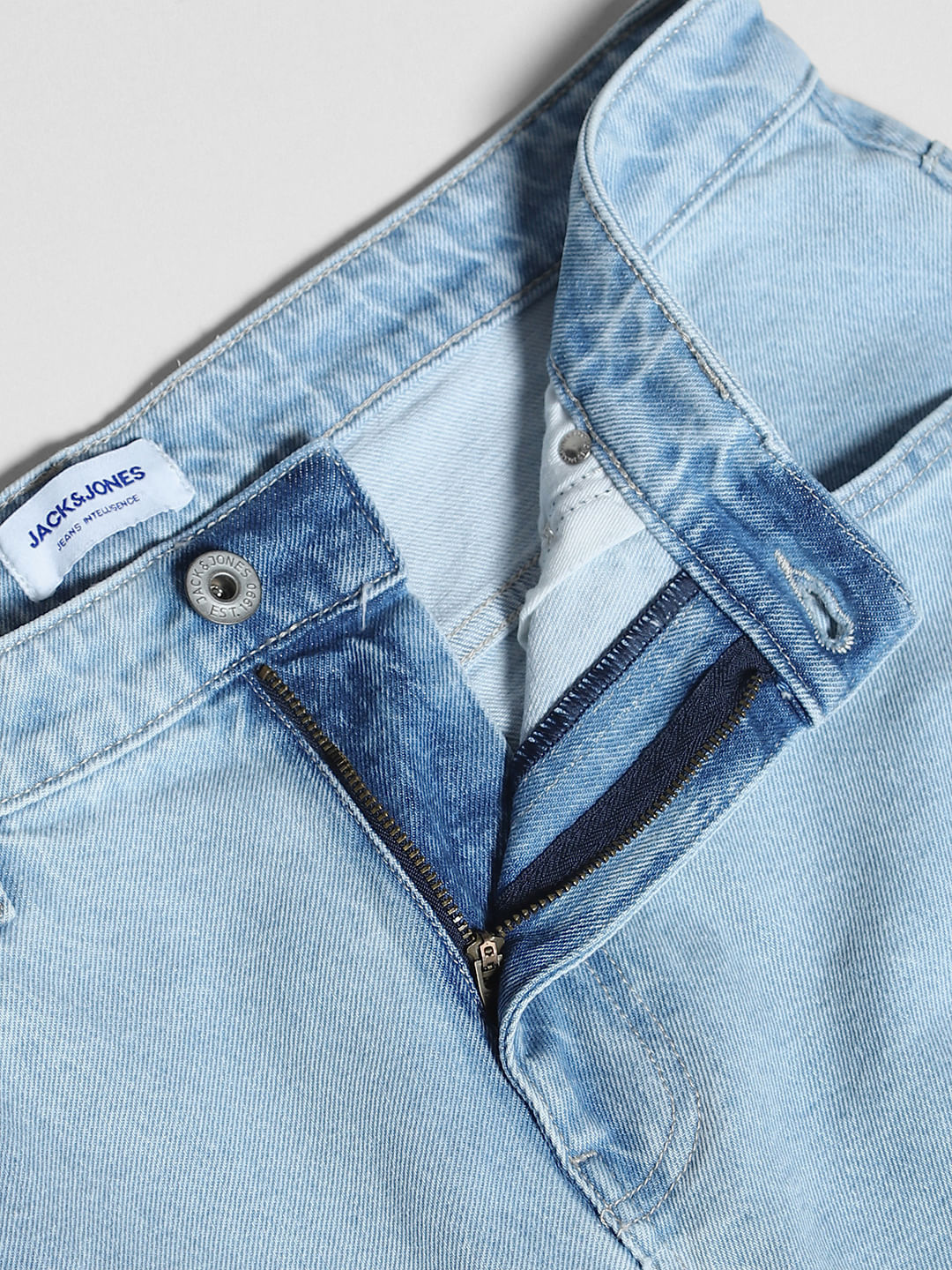 Light Blue Oversized Pockets Loose Fit Jeans