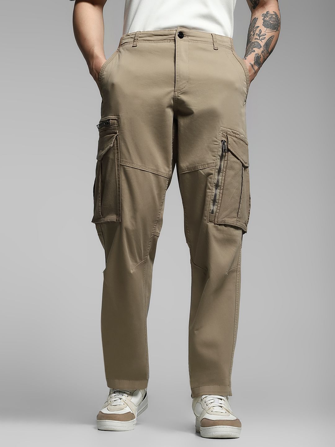 Brown Yarn Dyed Cargo Pants - 28/30