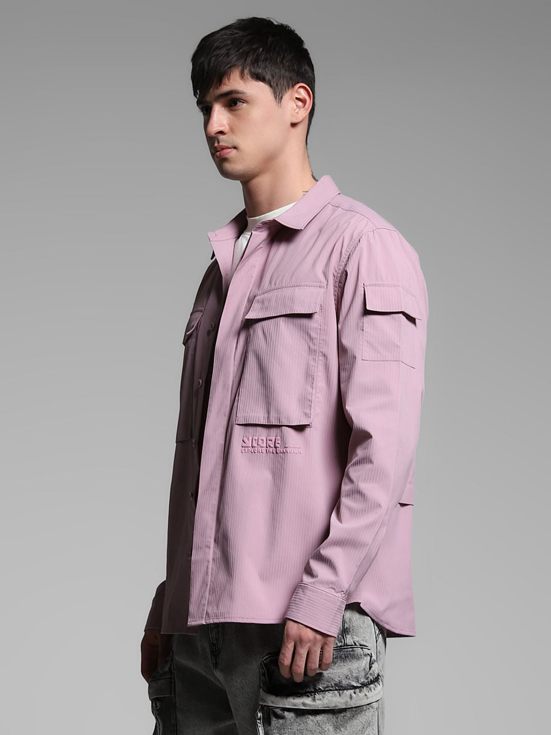 Lilac Oversized Full Sleeves Shirt