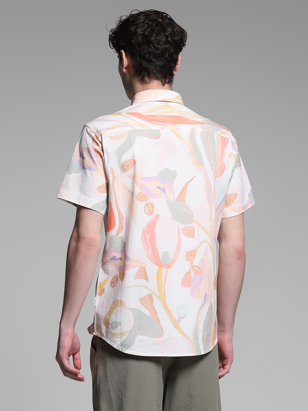 White Abstract Print Shirt