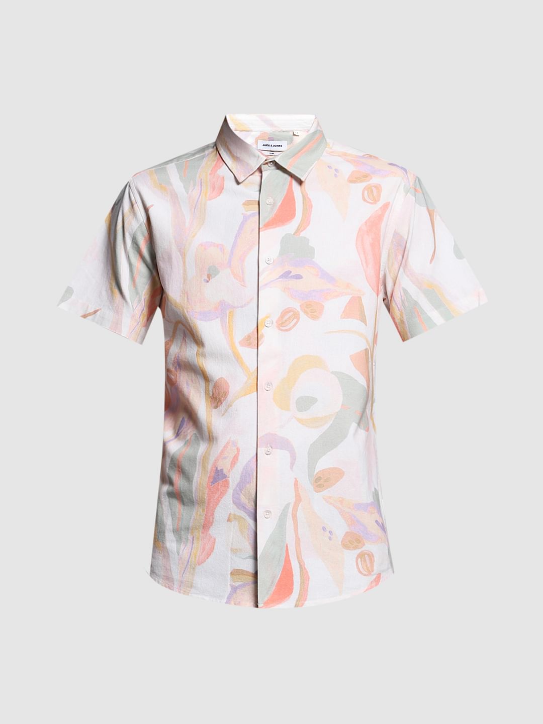 White Abstract Print Shirt