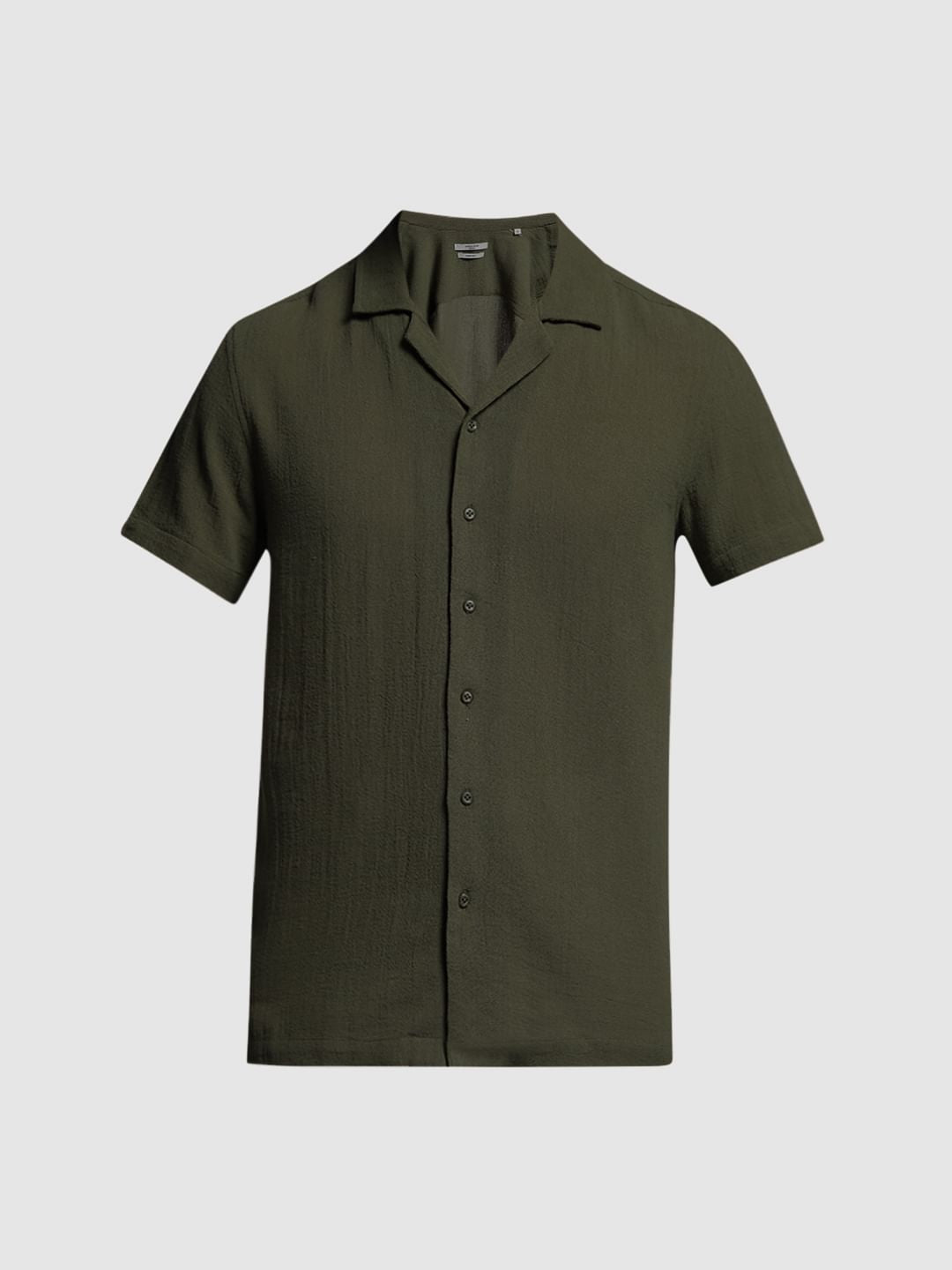Olive Resort Collar Cotton Shirt