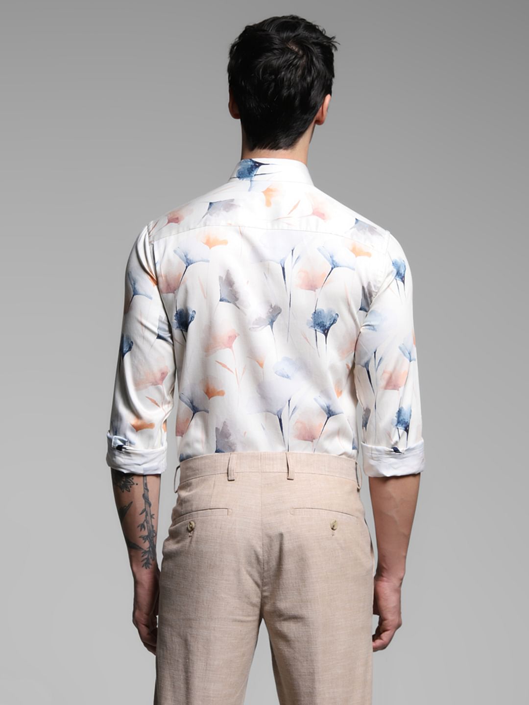 White Printed Cotton Shirt