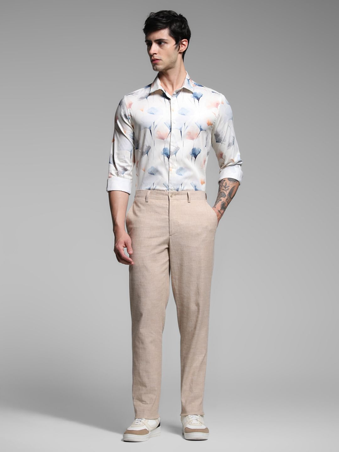 White Printed Cotton Shirt