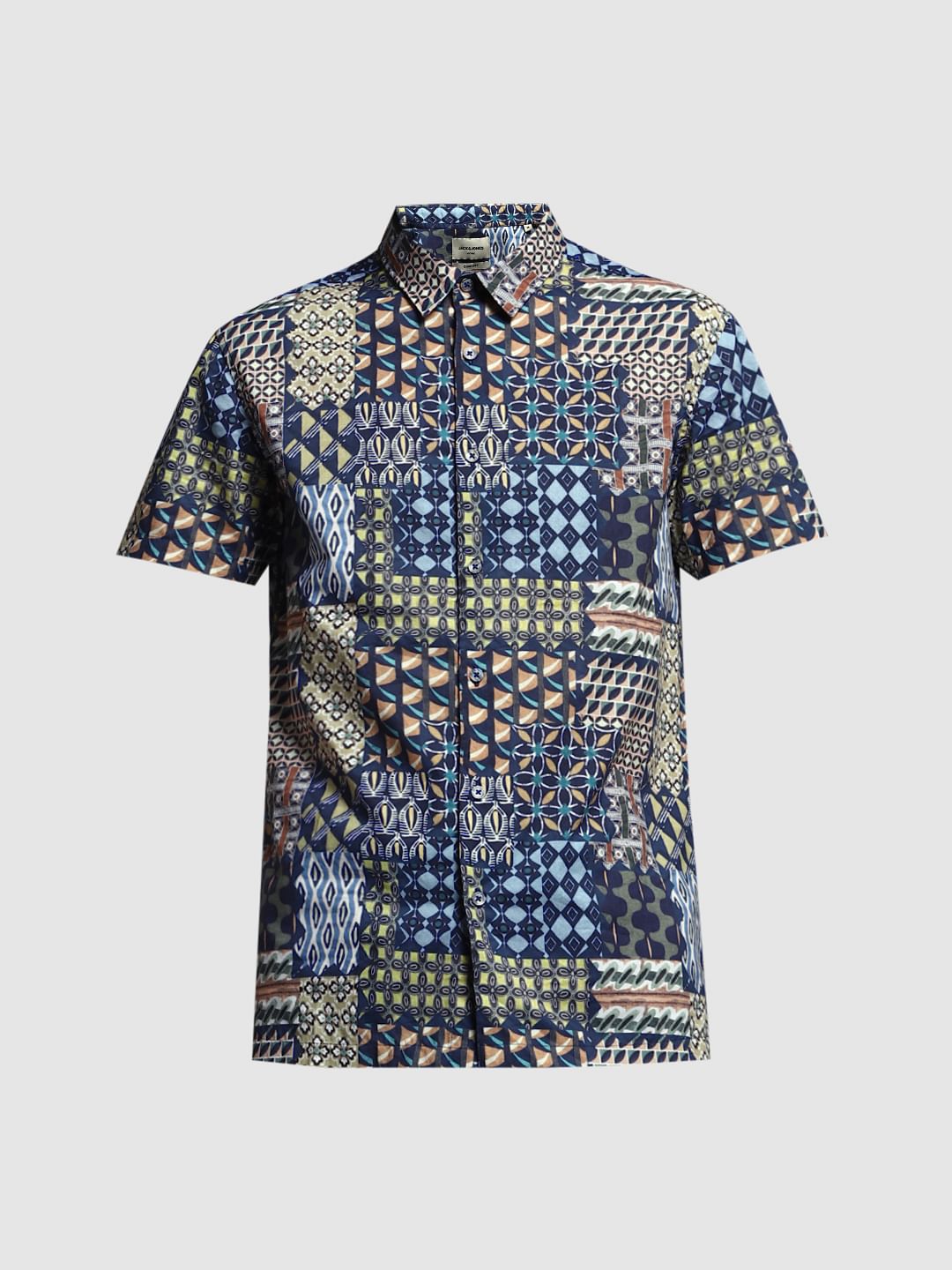 Dark Blue Abstract Print Shirt