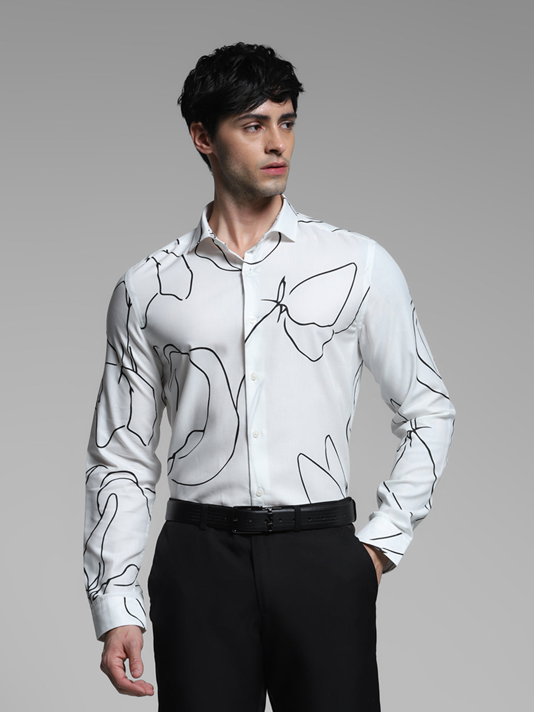 JACK&JONES White Abstract Print Shirt