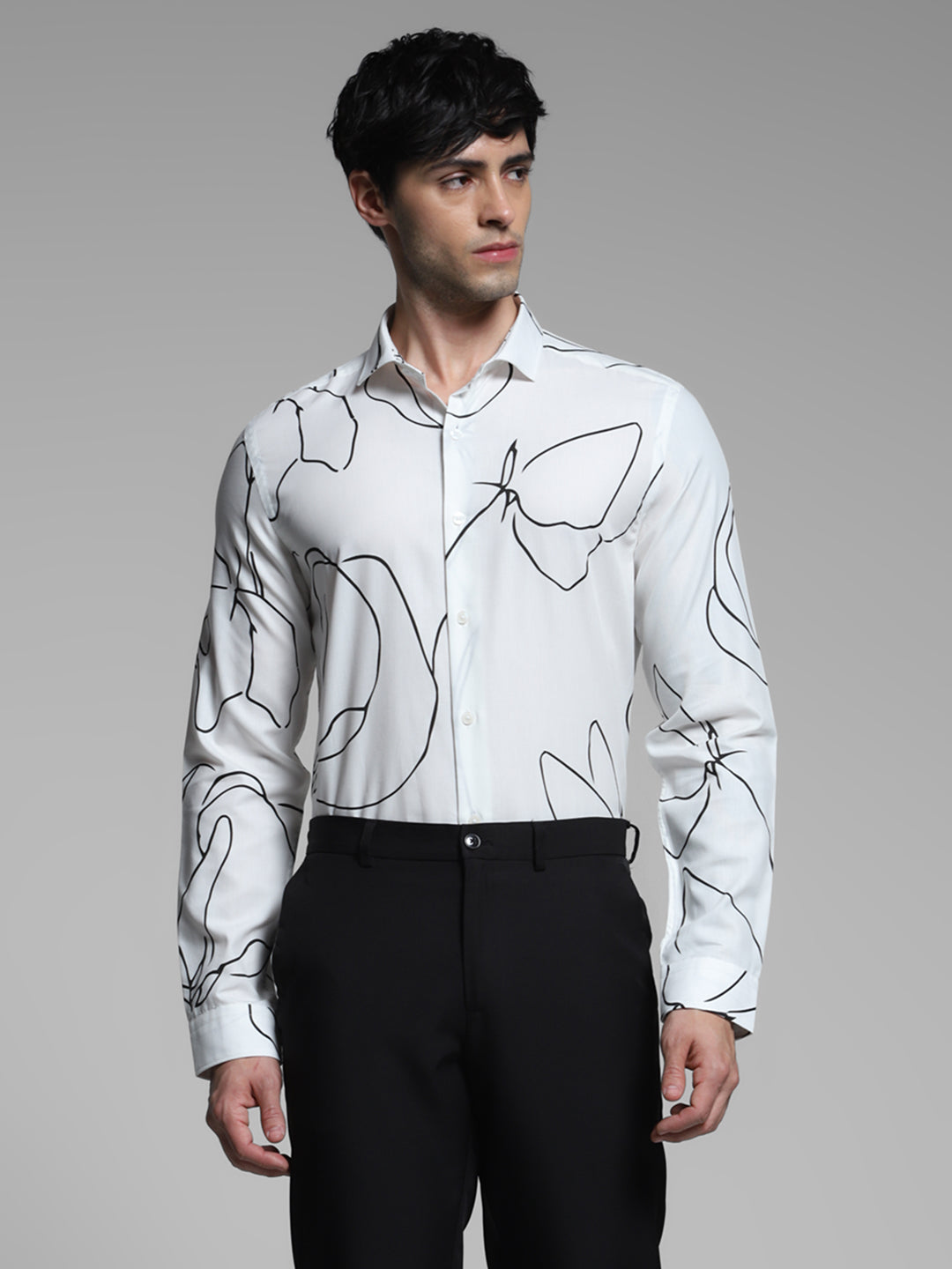 JACK&JONES White Abstract Print Shirt