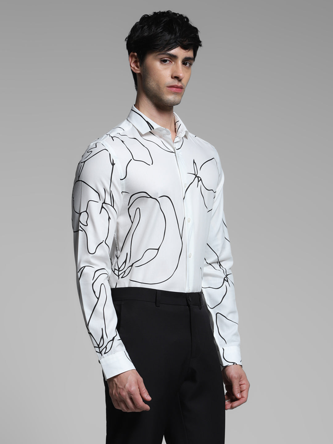 JACK&JONES White Abstract Print Shirt