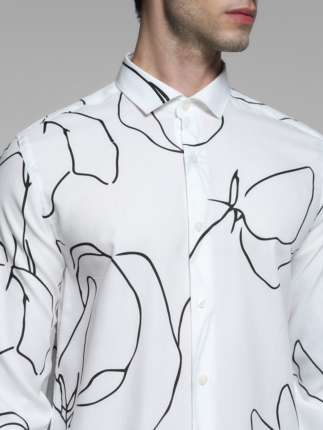 JACK&JONES White Abstract Print Shirt