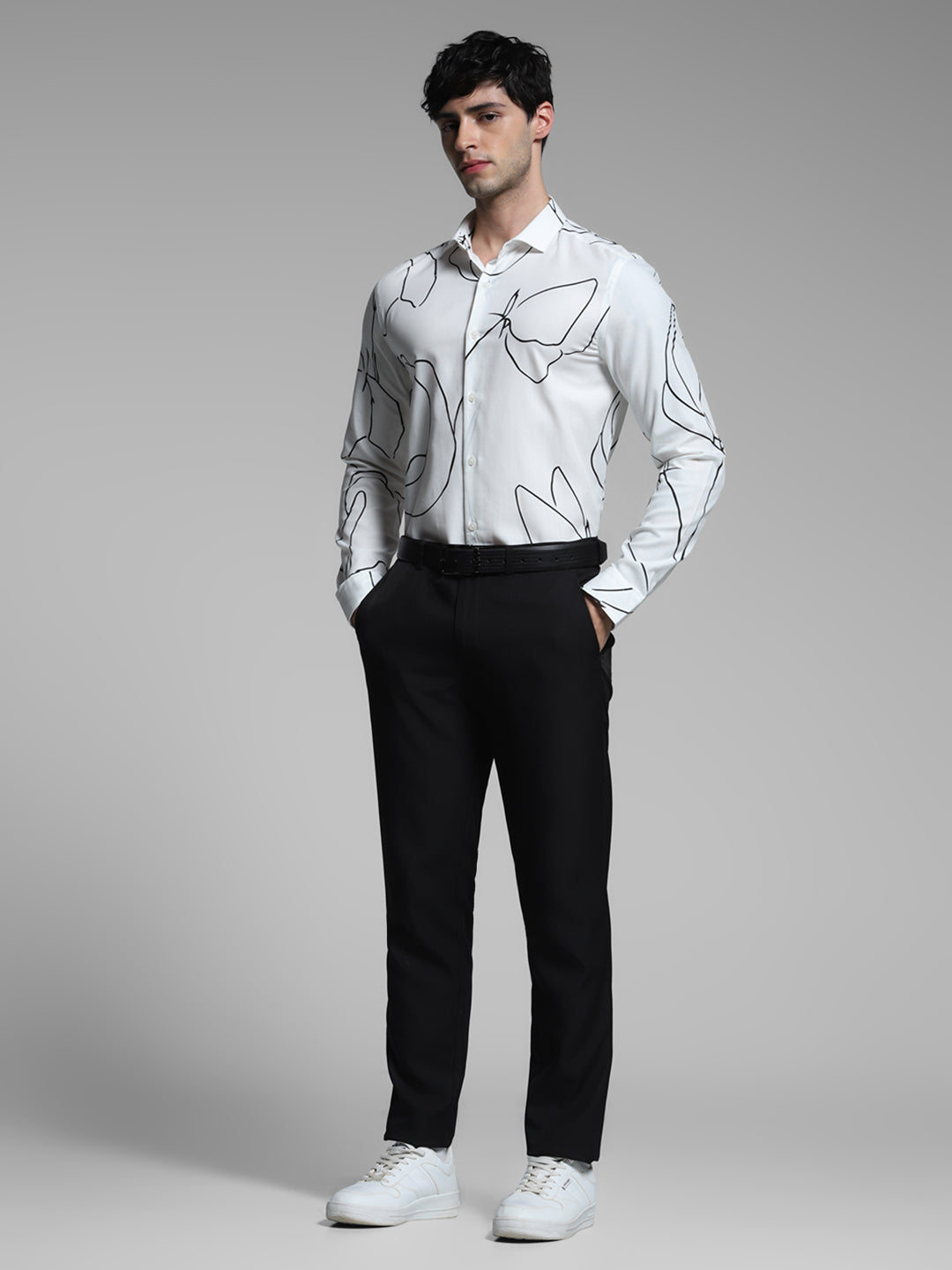 JACK&JONES White Abstract Print Shirt