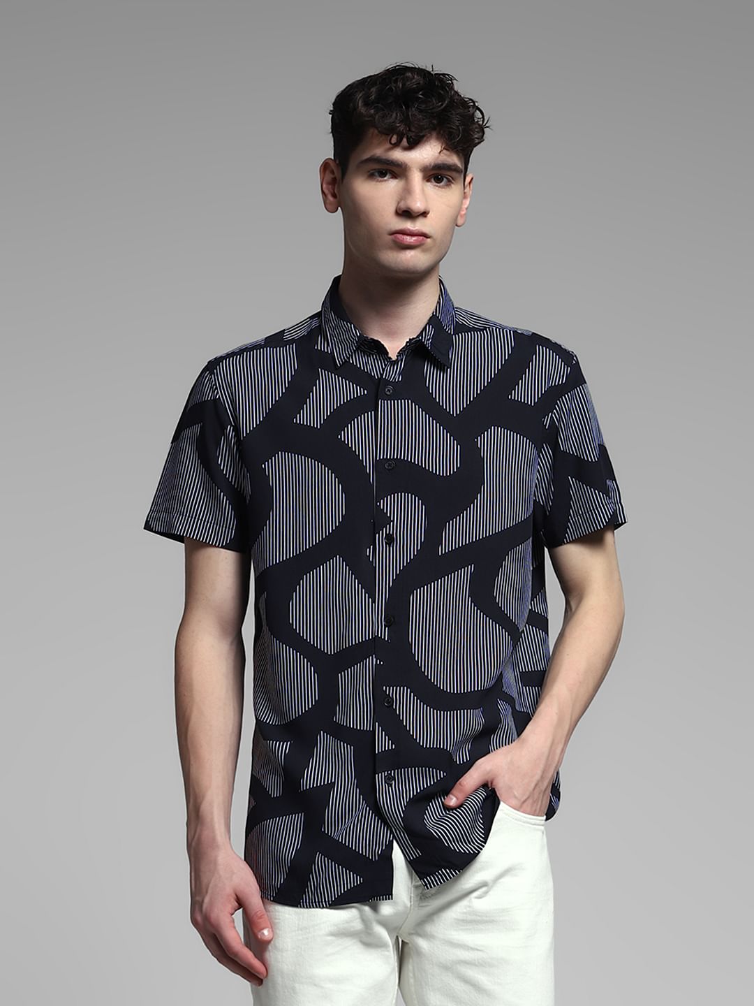 Black Abstract Print Shirt