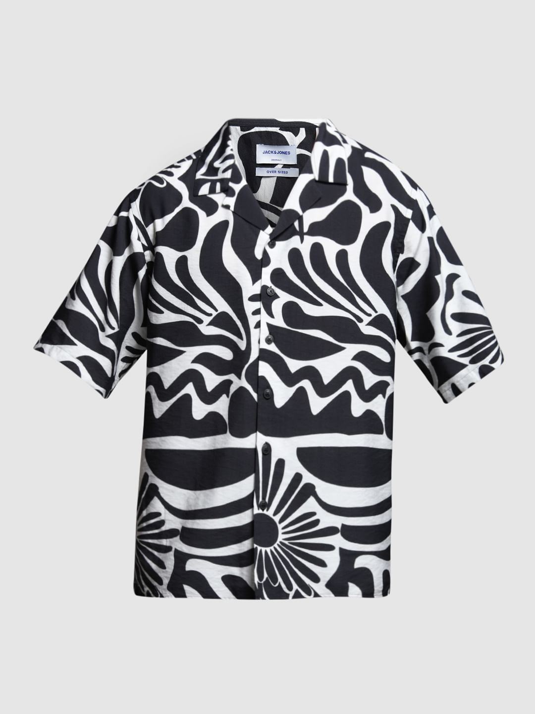 Black Abstract Print Oversized Shirt