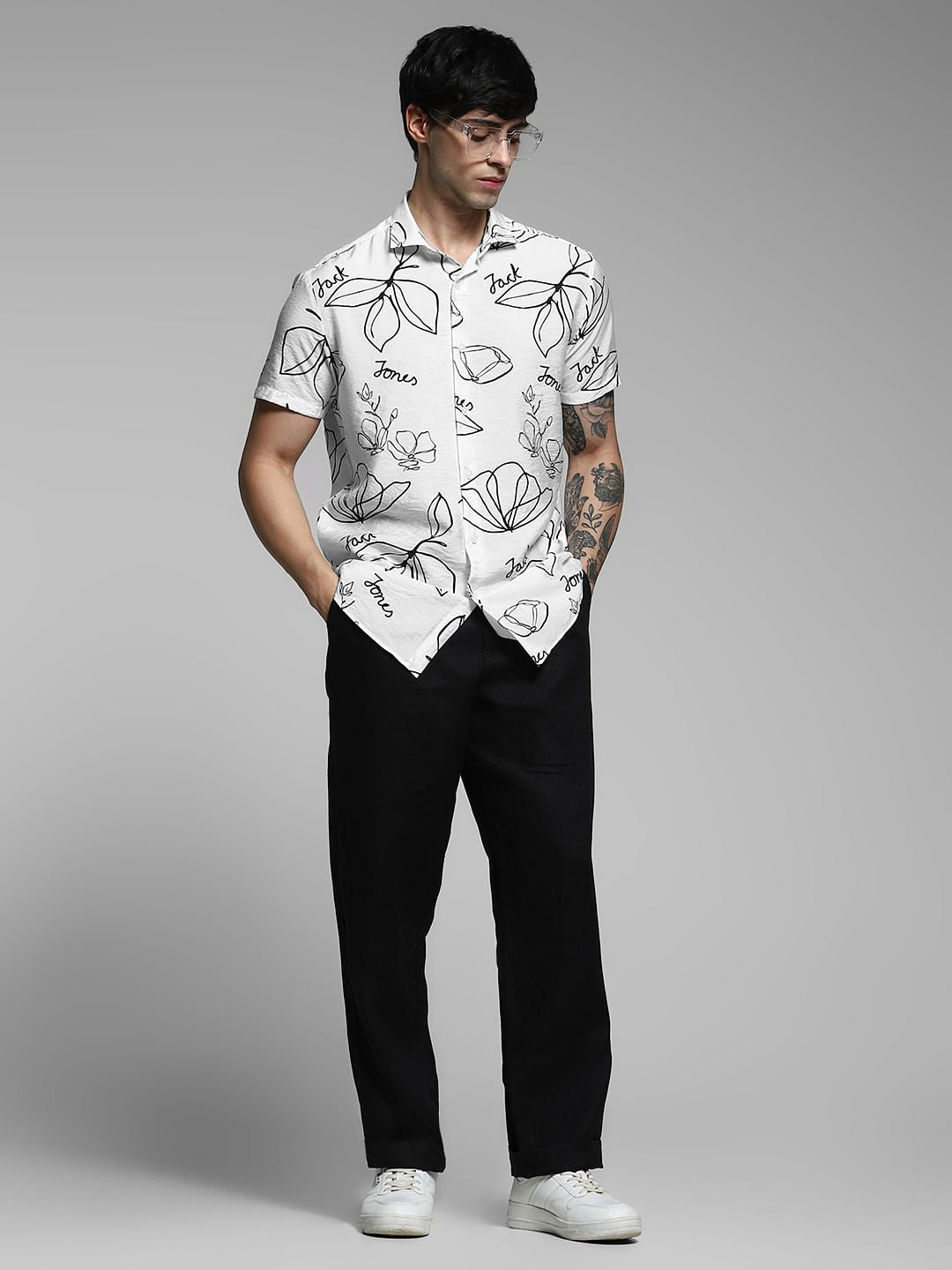 White Printed Viscose Shirt