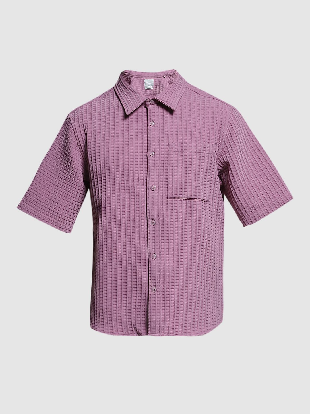 Purple Textured Co-ord Set Shirt