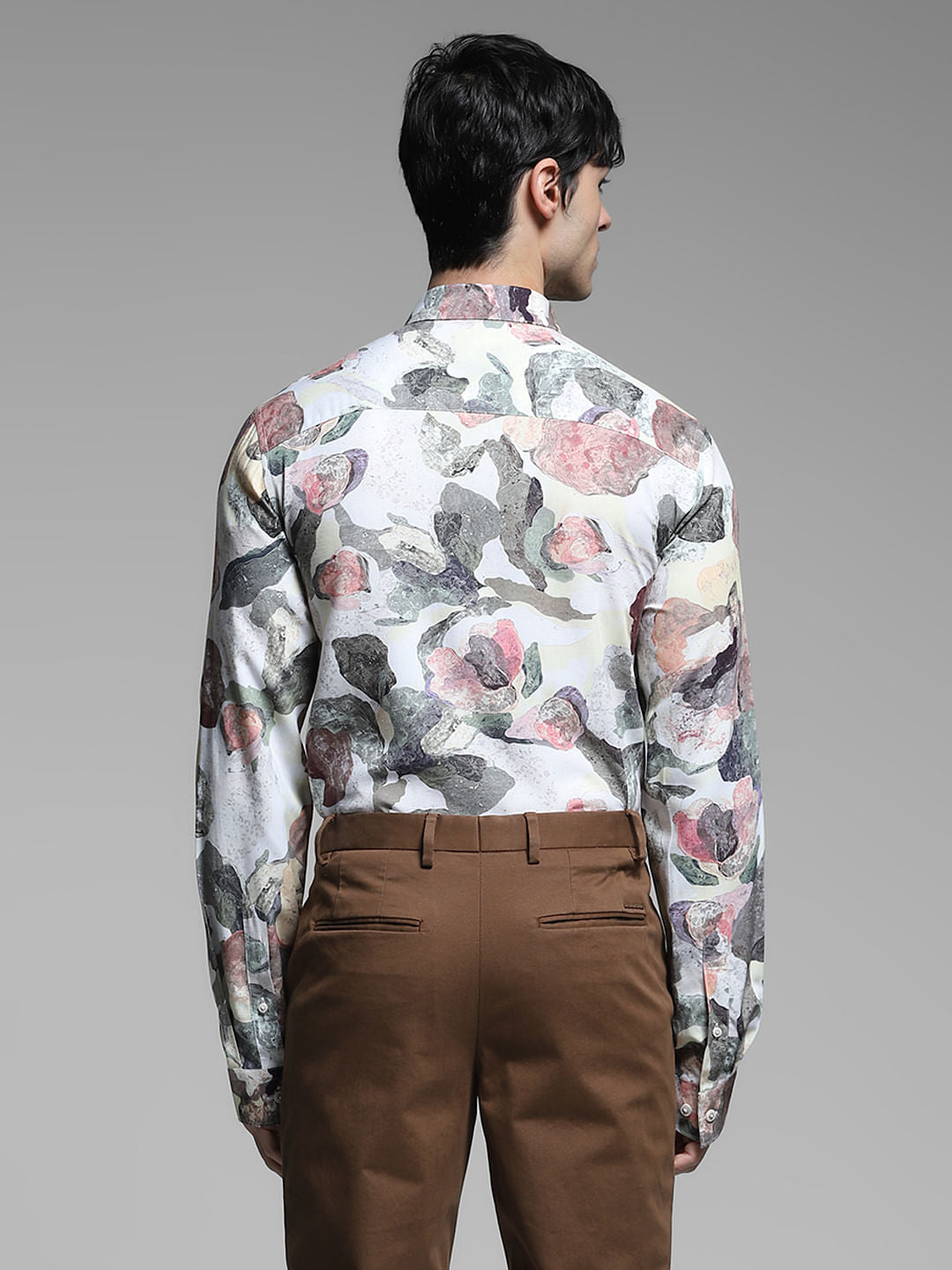 Green Abstract Print Slim Fit Shirt