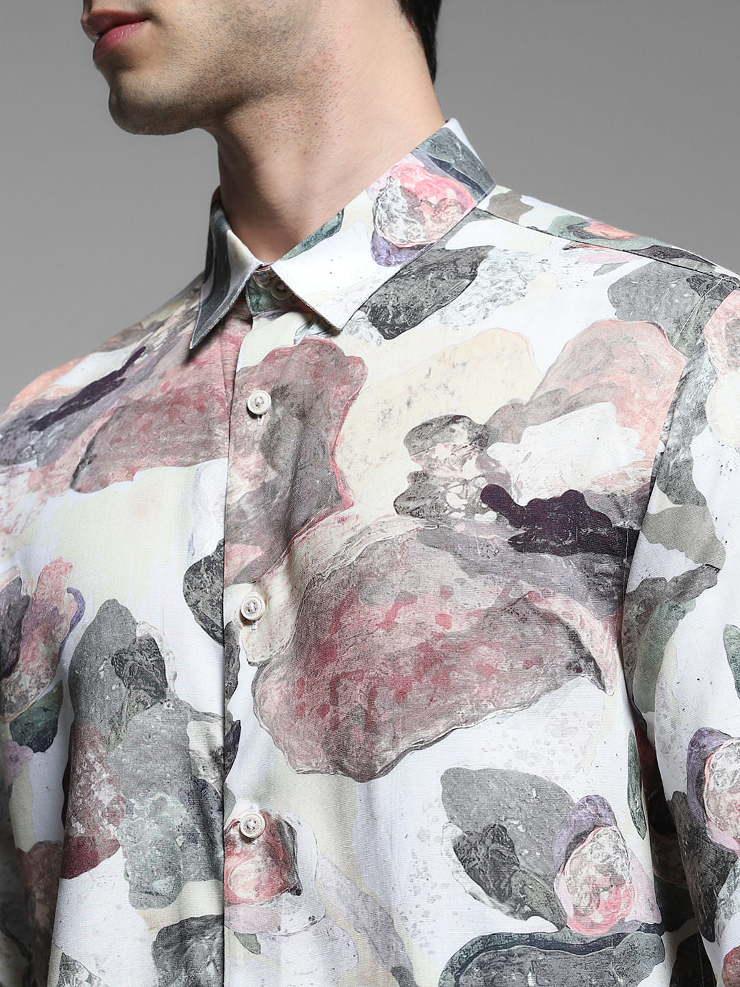 Green Abstract Print Slim Fit Shirt