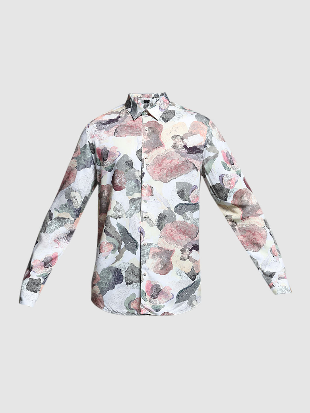 Green Abstract Print Slim Fit Shirt