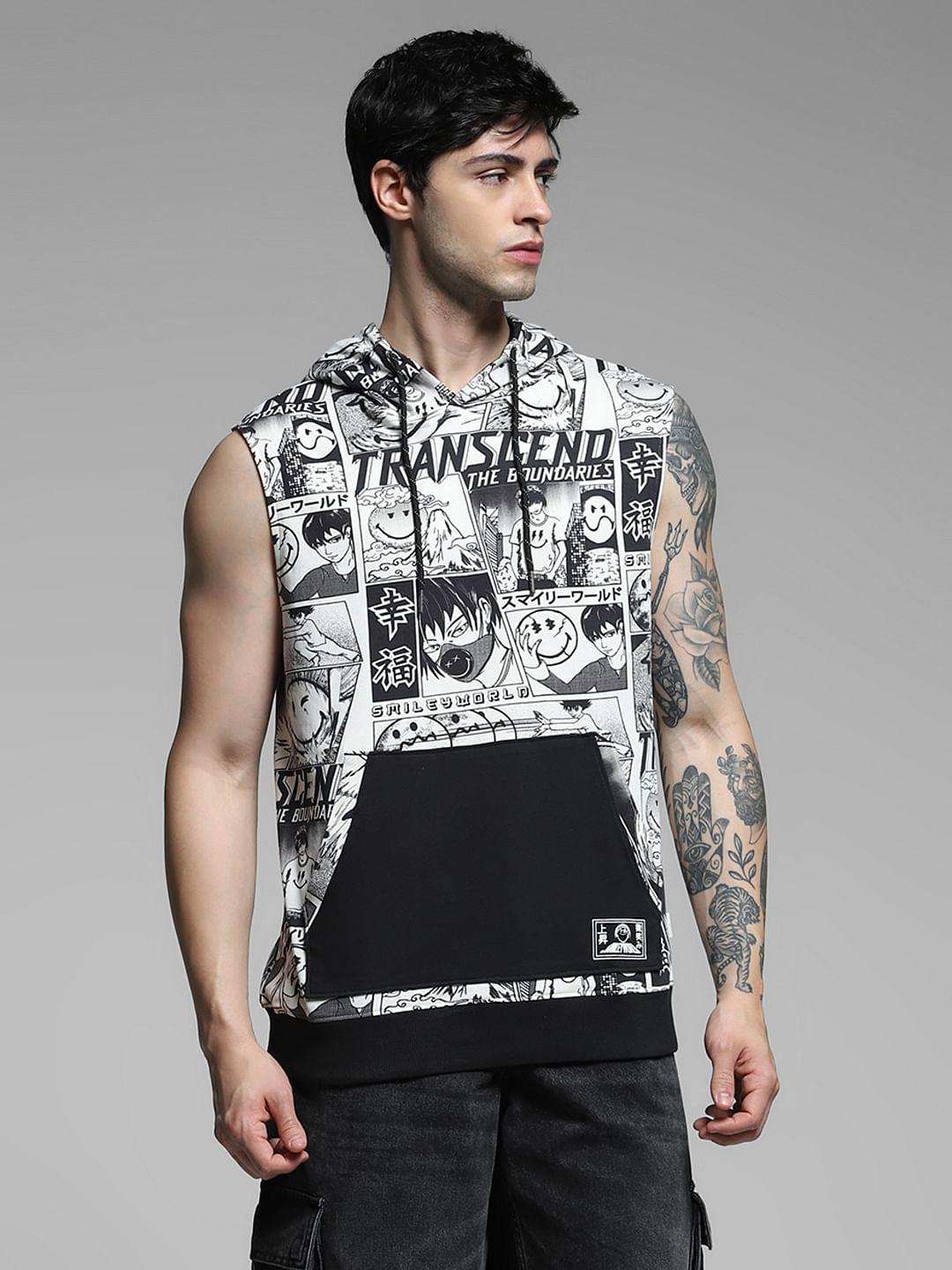 SmileyWorld   White Printed Hooded Vest