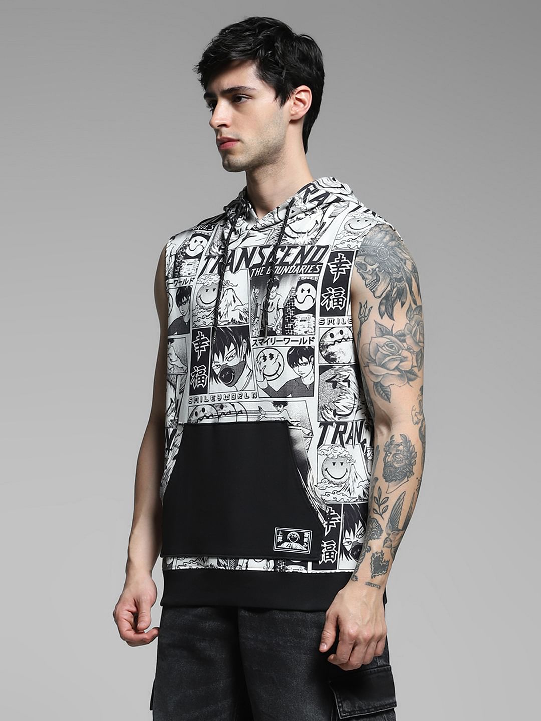 SmileyWorld   White Printed Hooded Vest