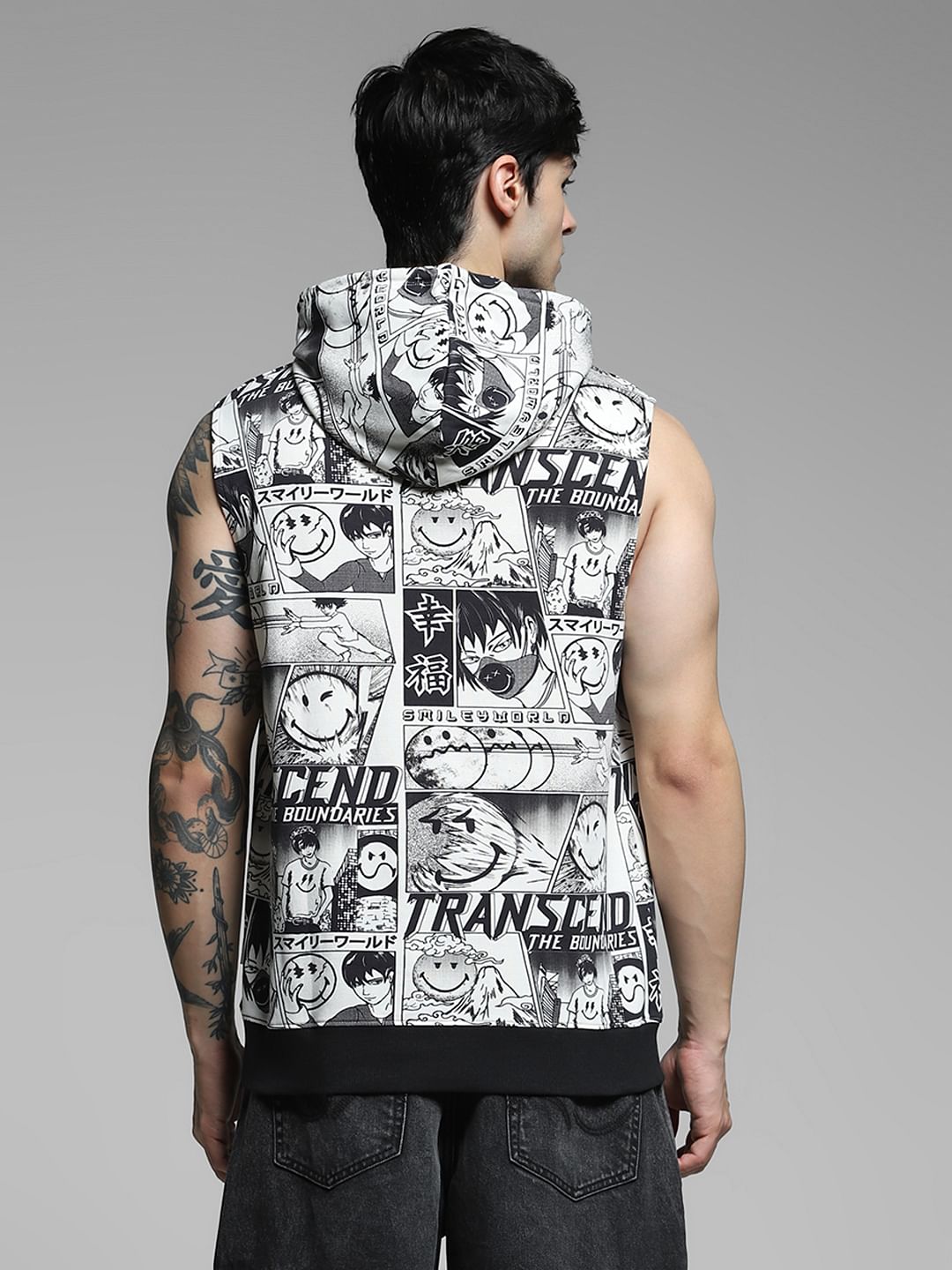 SmileyWorld   White Printed Hooded Vest