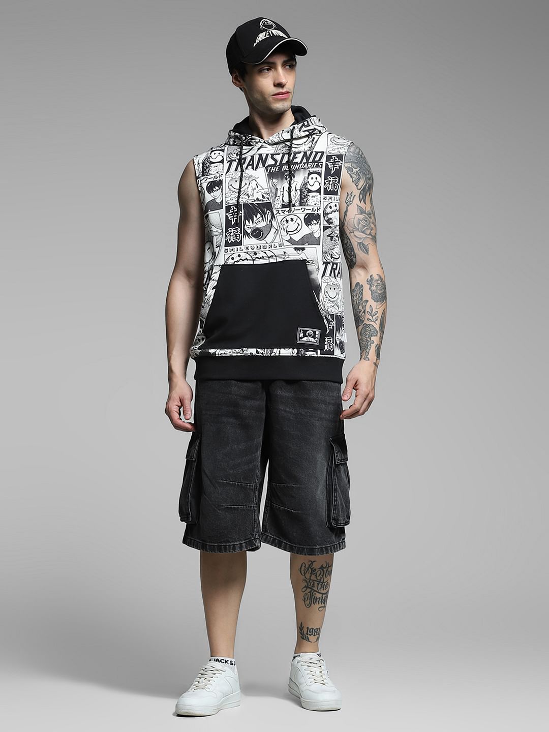 SmileyWorld   White Printed Hooded Vest