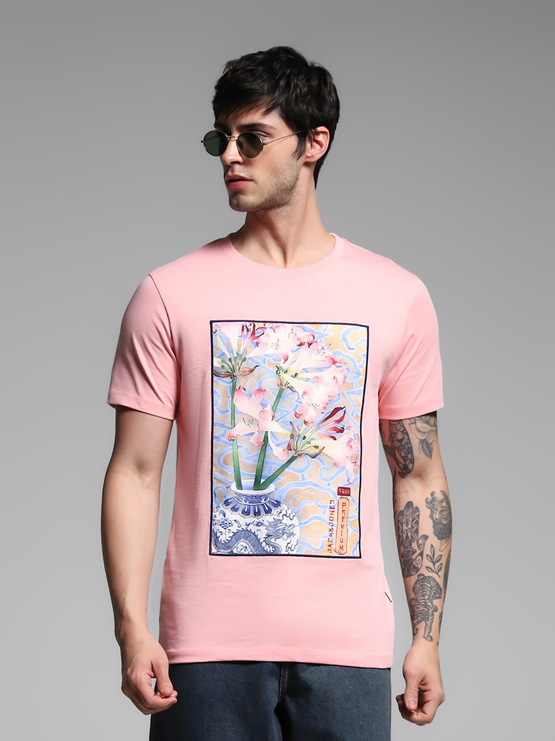 Pink Graphic Print Cotton T-shirt