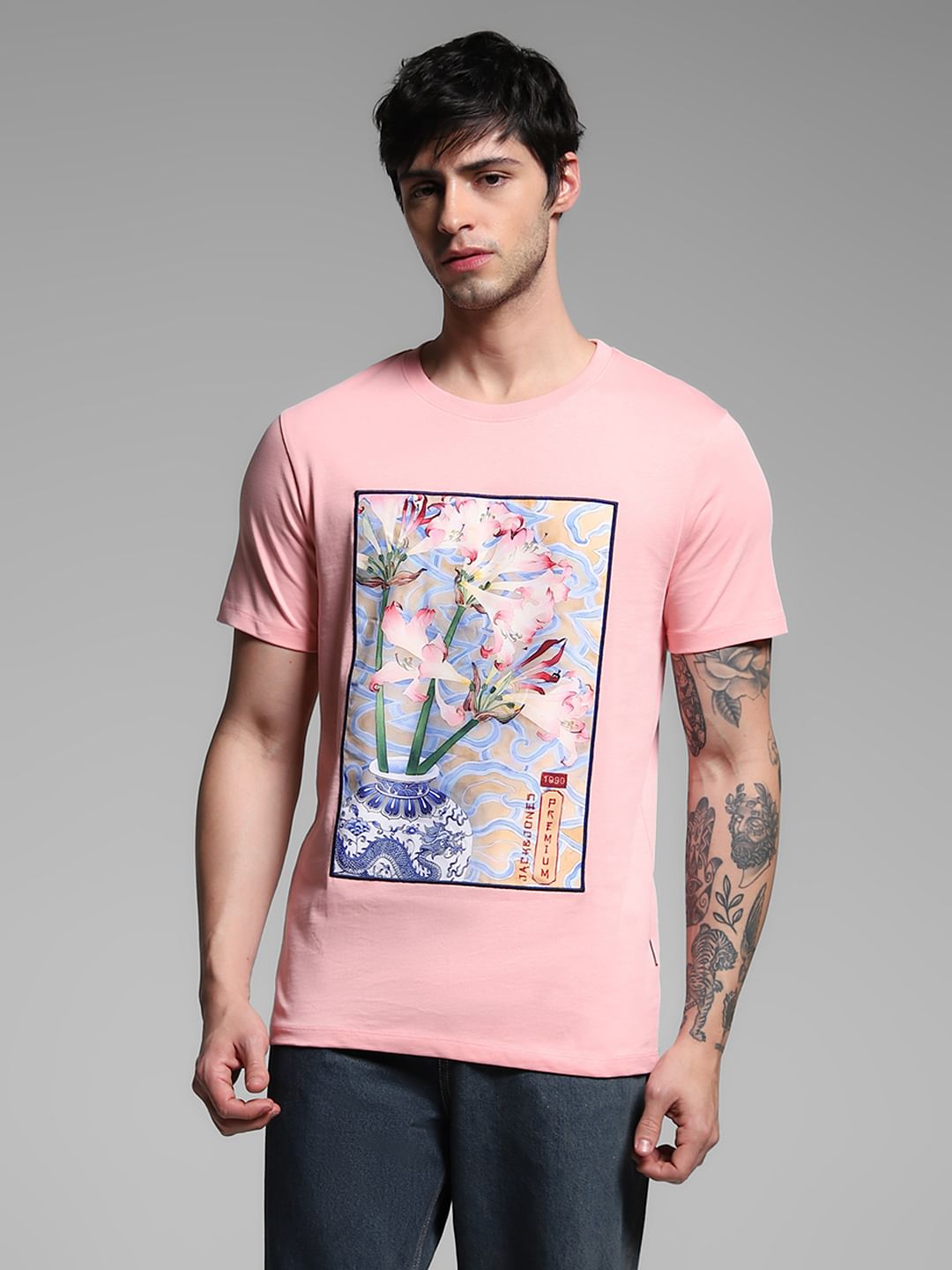 Pink Graphic Print Cotton T-shirt