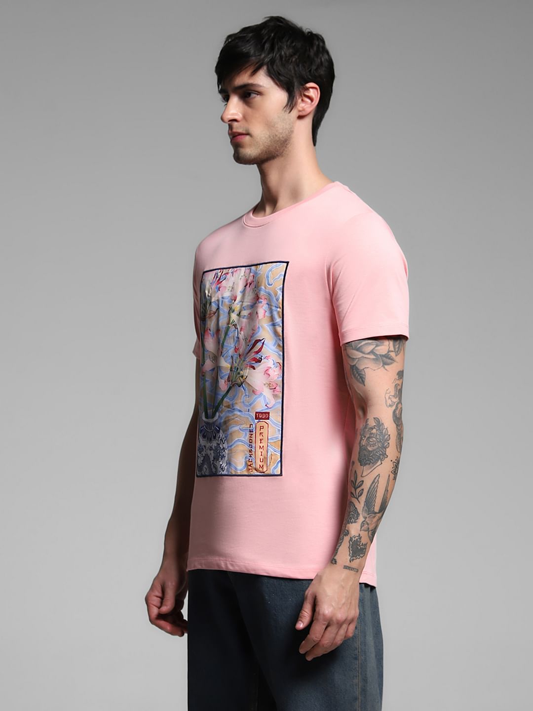 Pink Graphic Print Cotton T-shirt