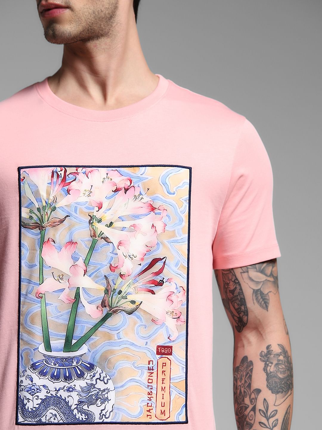 Pink Graphic Print Cotton T-shirt