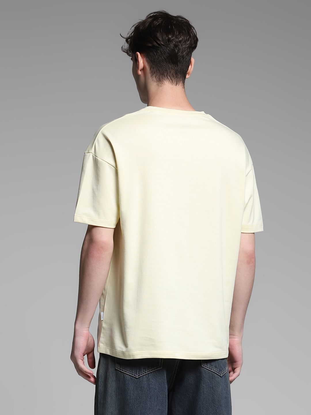 Yellow Logo Print Crew Neck T-shirt