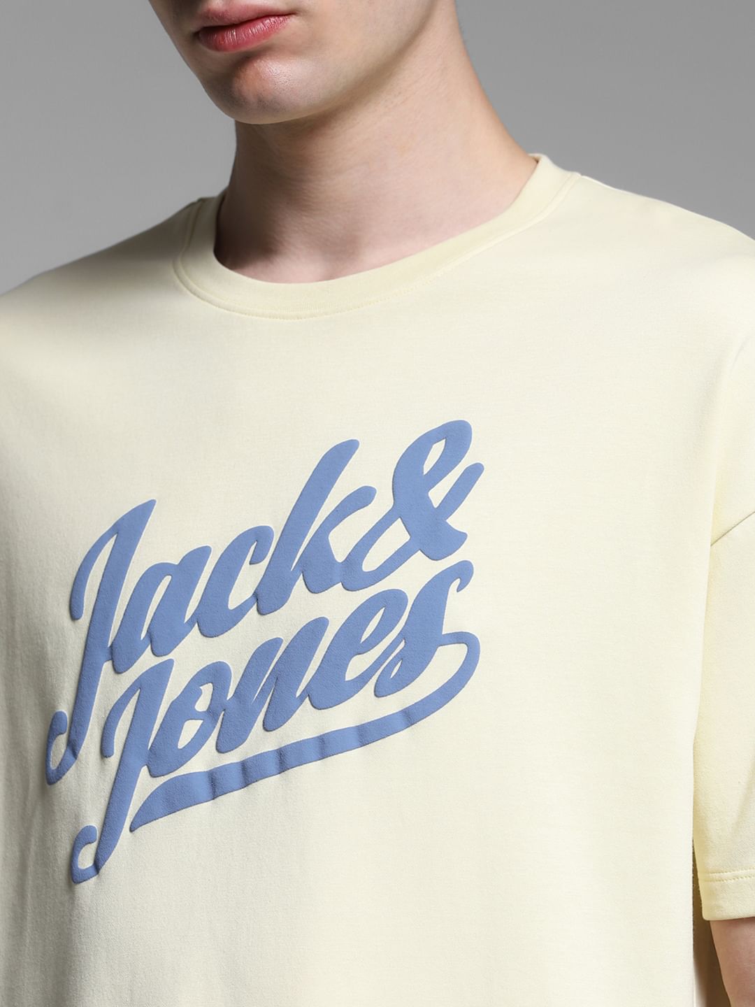 Yellow Logo Print Crew Neck T-shirt