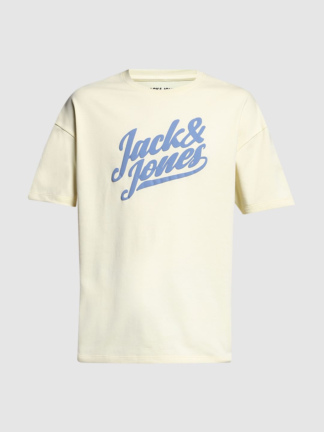 Yellow Logo Print Crew Neck T-shirt