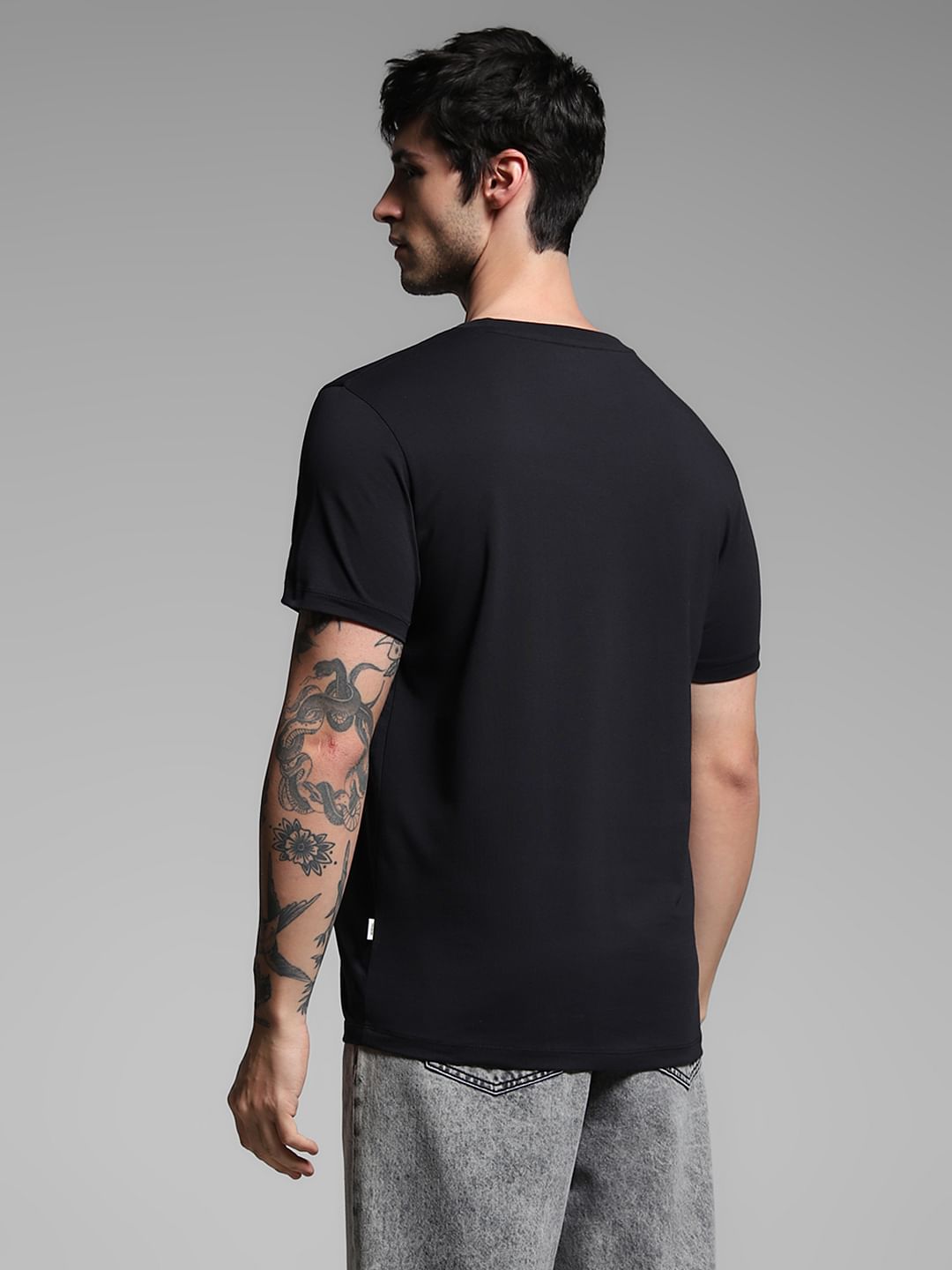 Black Logo Print Cotton T-shirt
