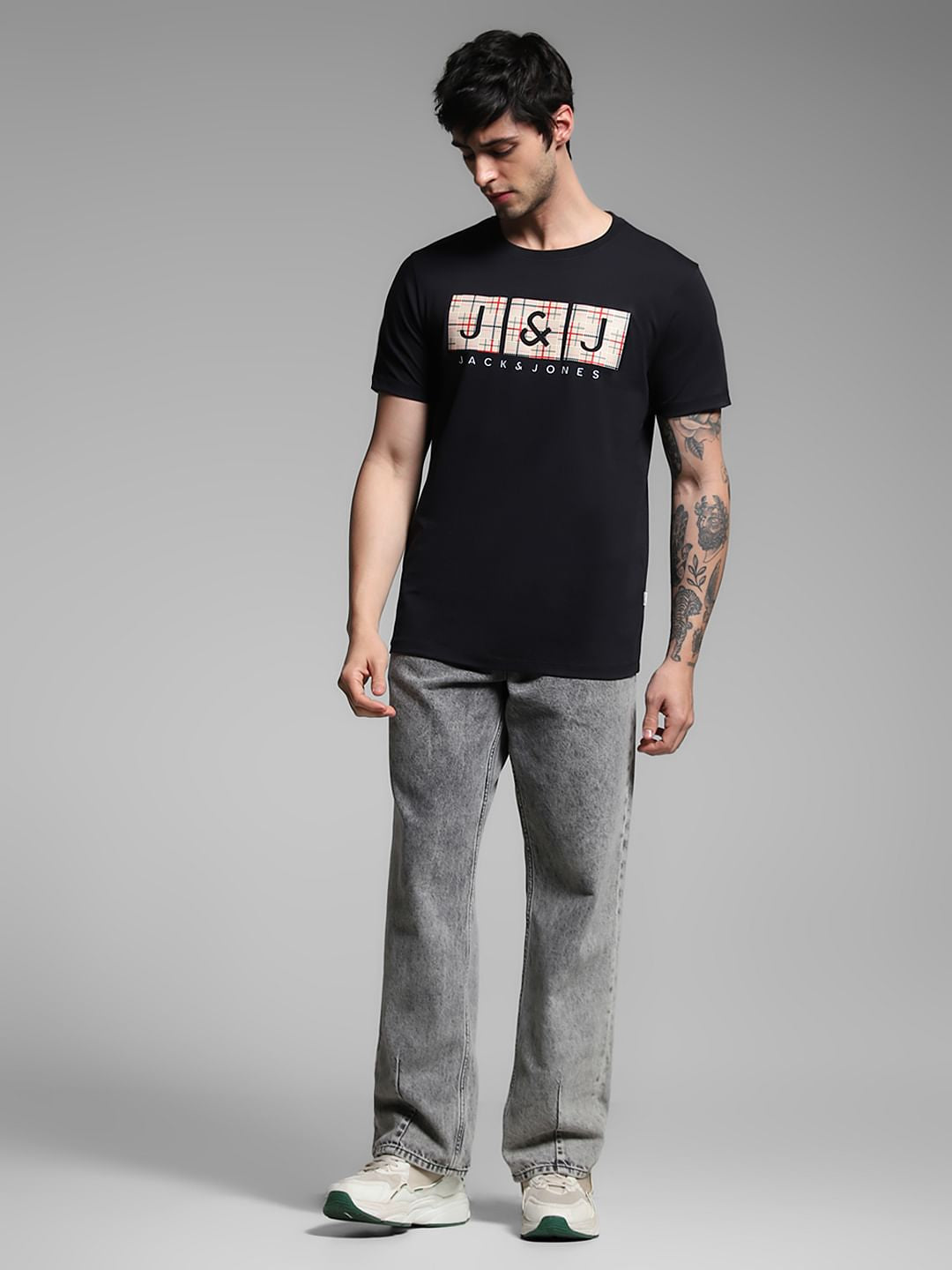 Black Logo Print Cotton T-shirt