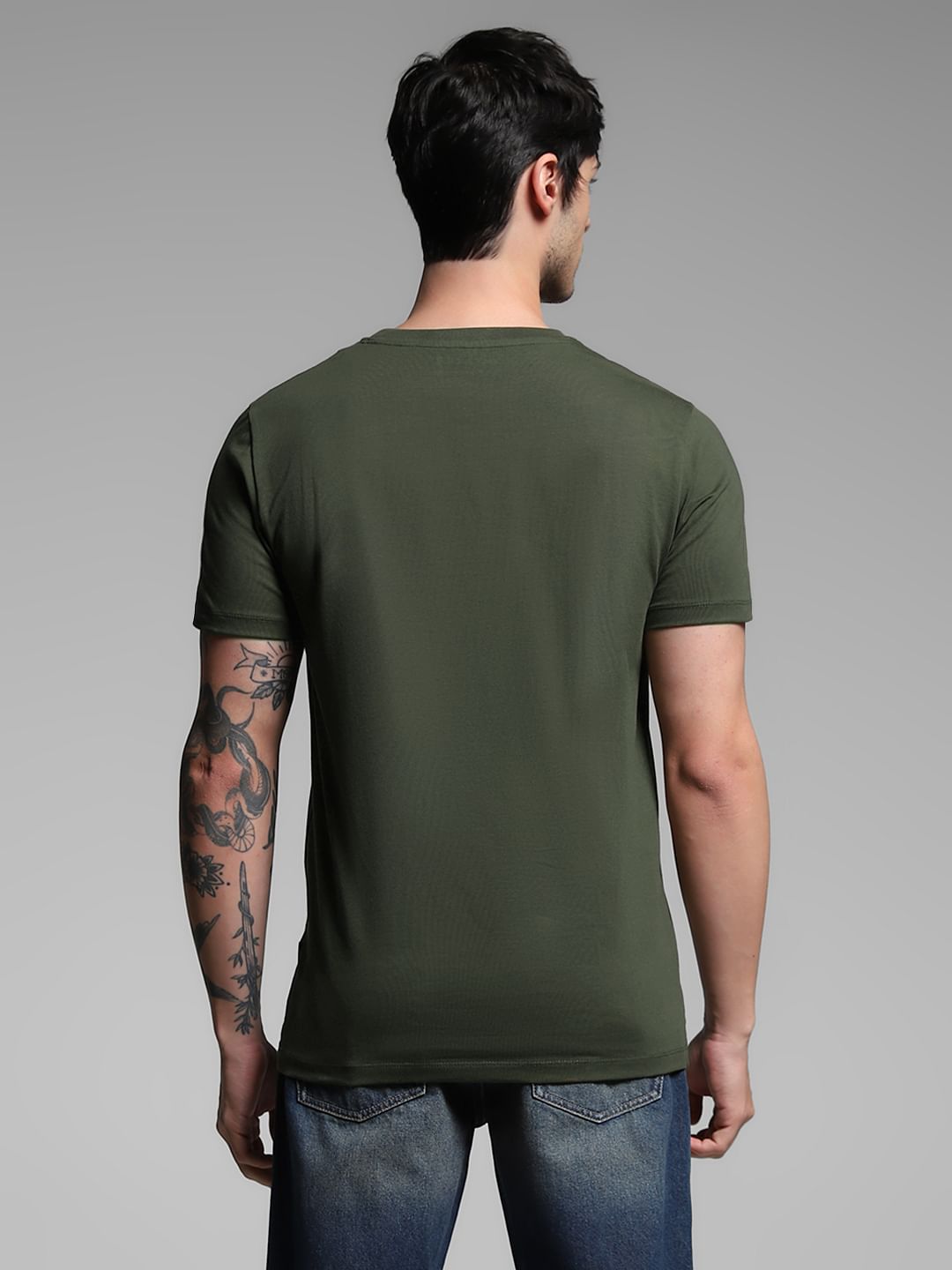Olive Logo Print Cotton T-shirt