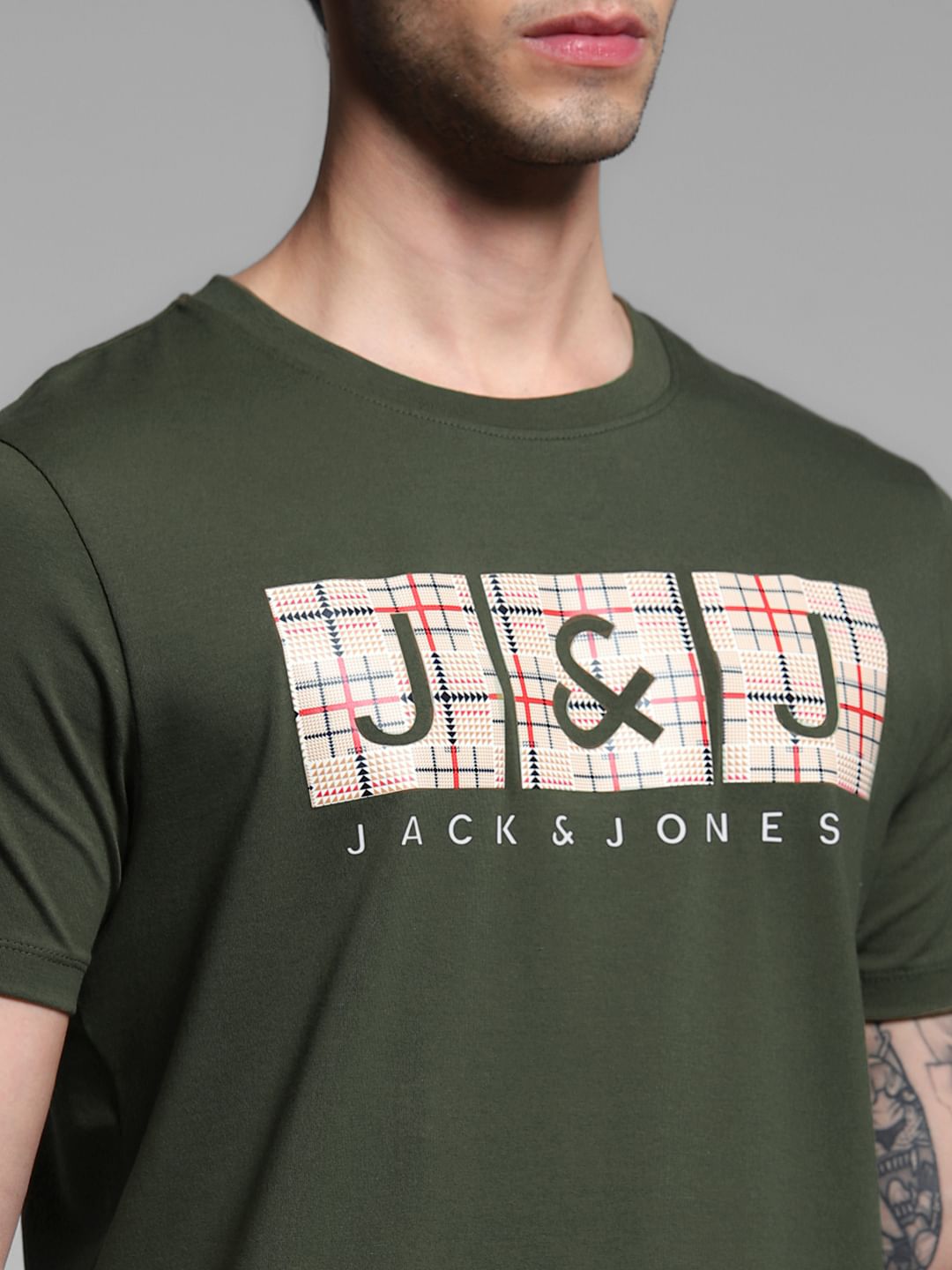 Olive Logo Print Cotton T-shirt