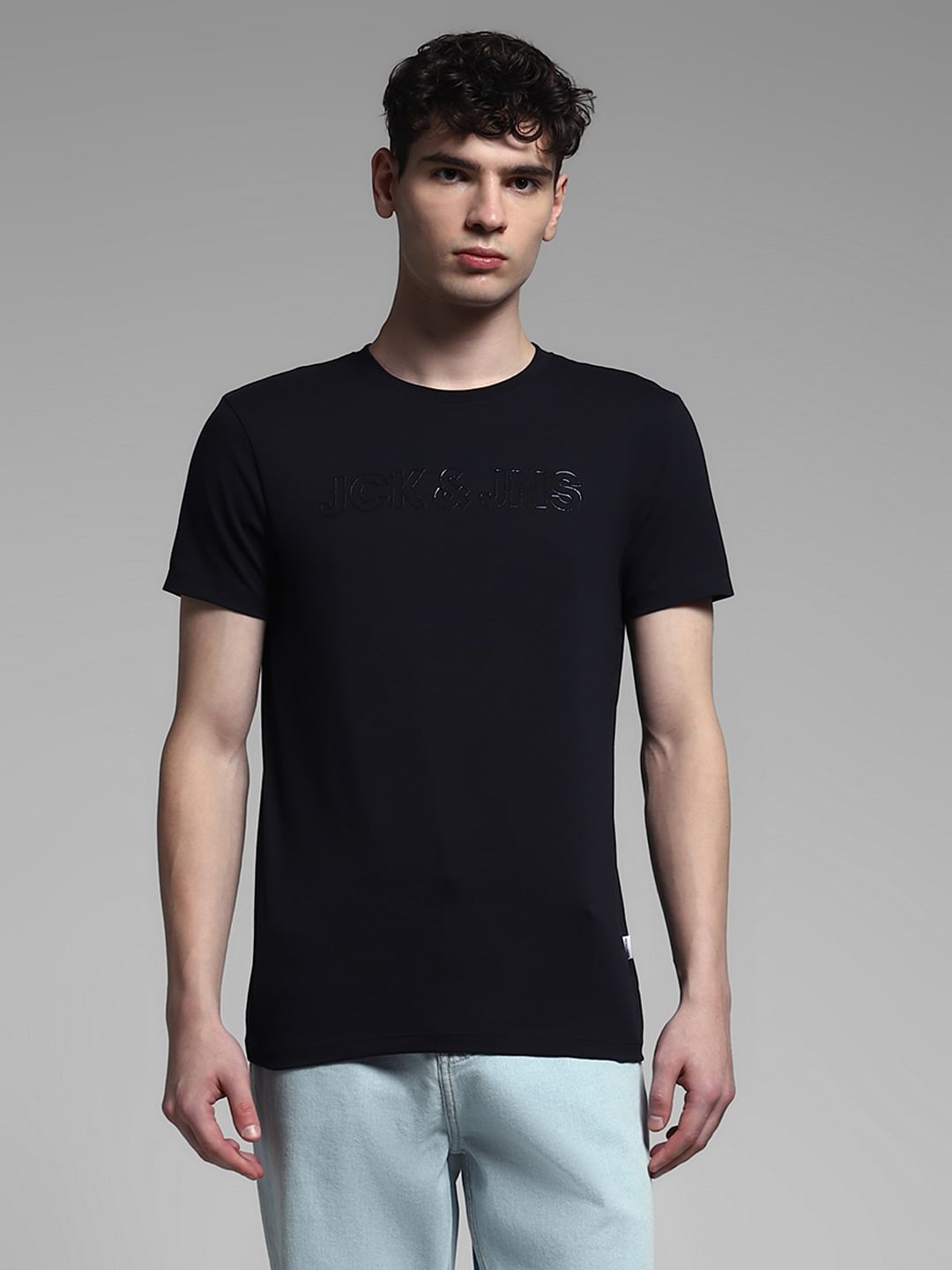 Black Logo Print Cotton T-shirt