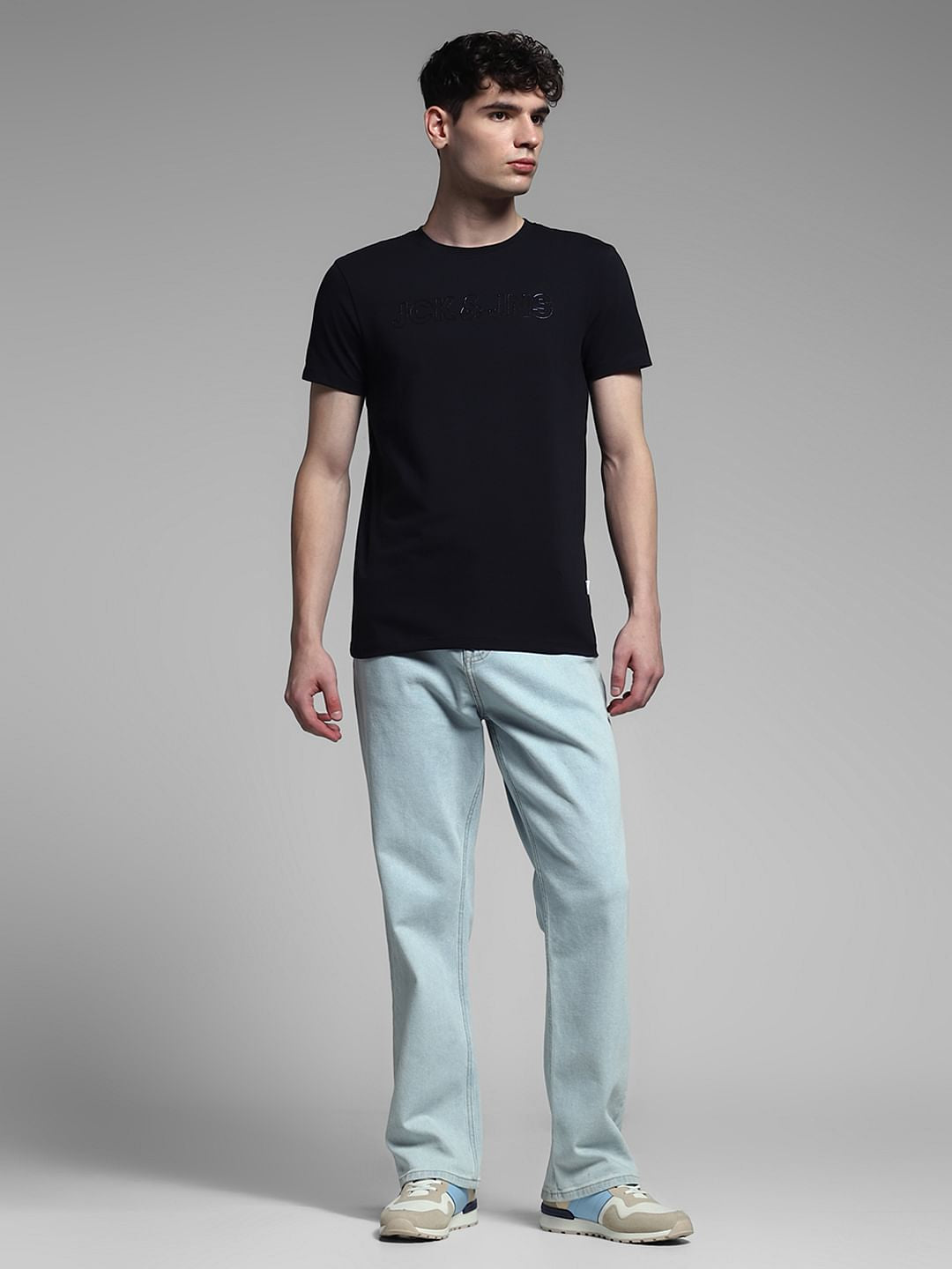 Black Logo Print Cotton T-shirt