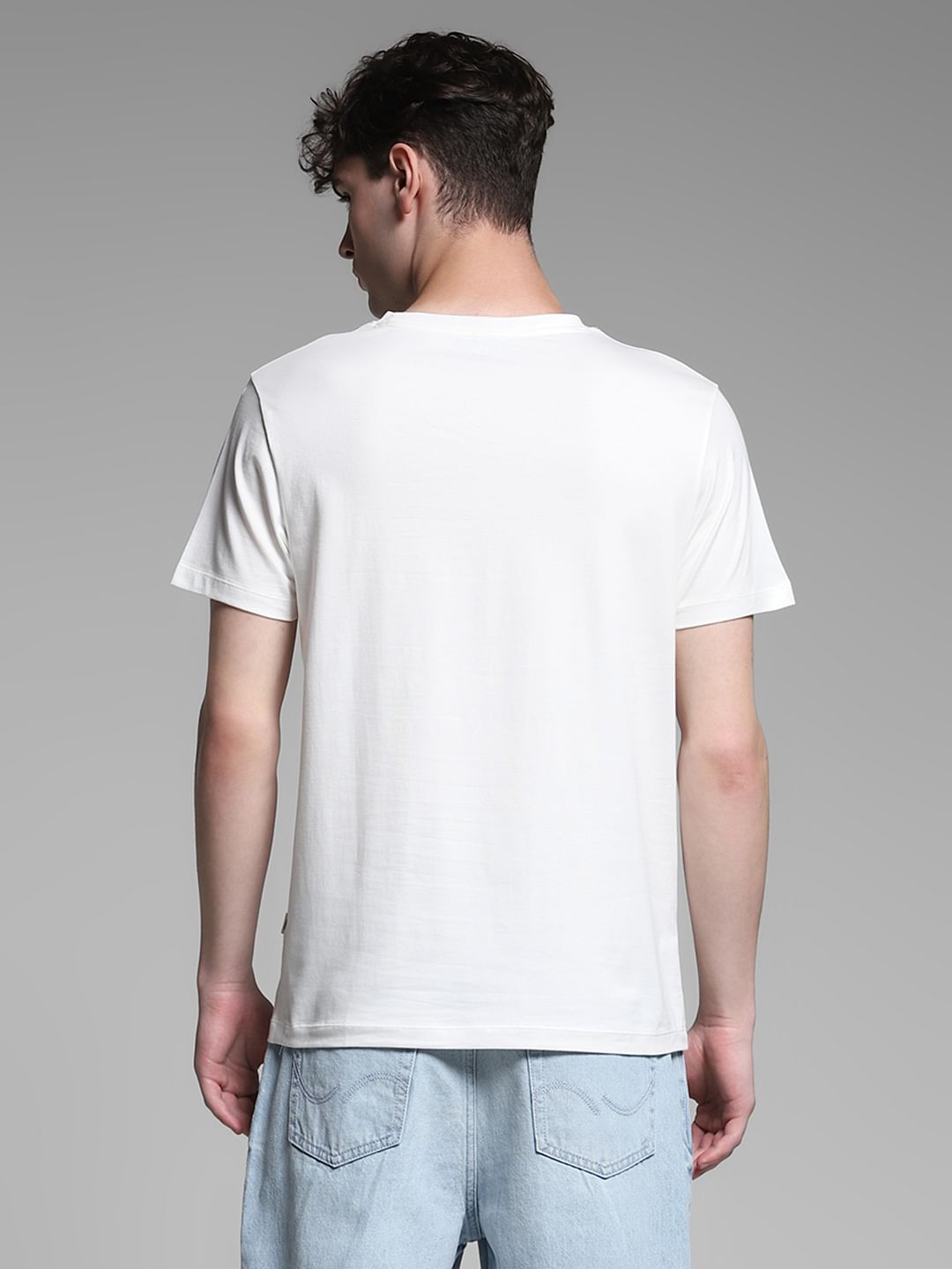 White Logo Print Cotton T-shirt