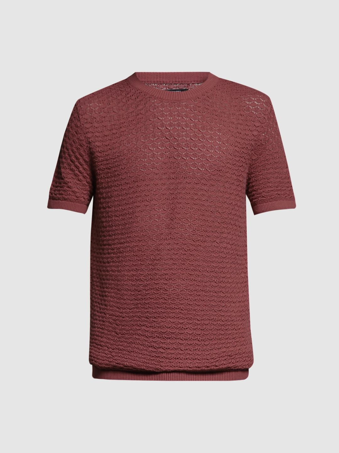 Brown Knitted Cotton T-shirt