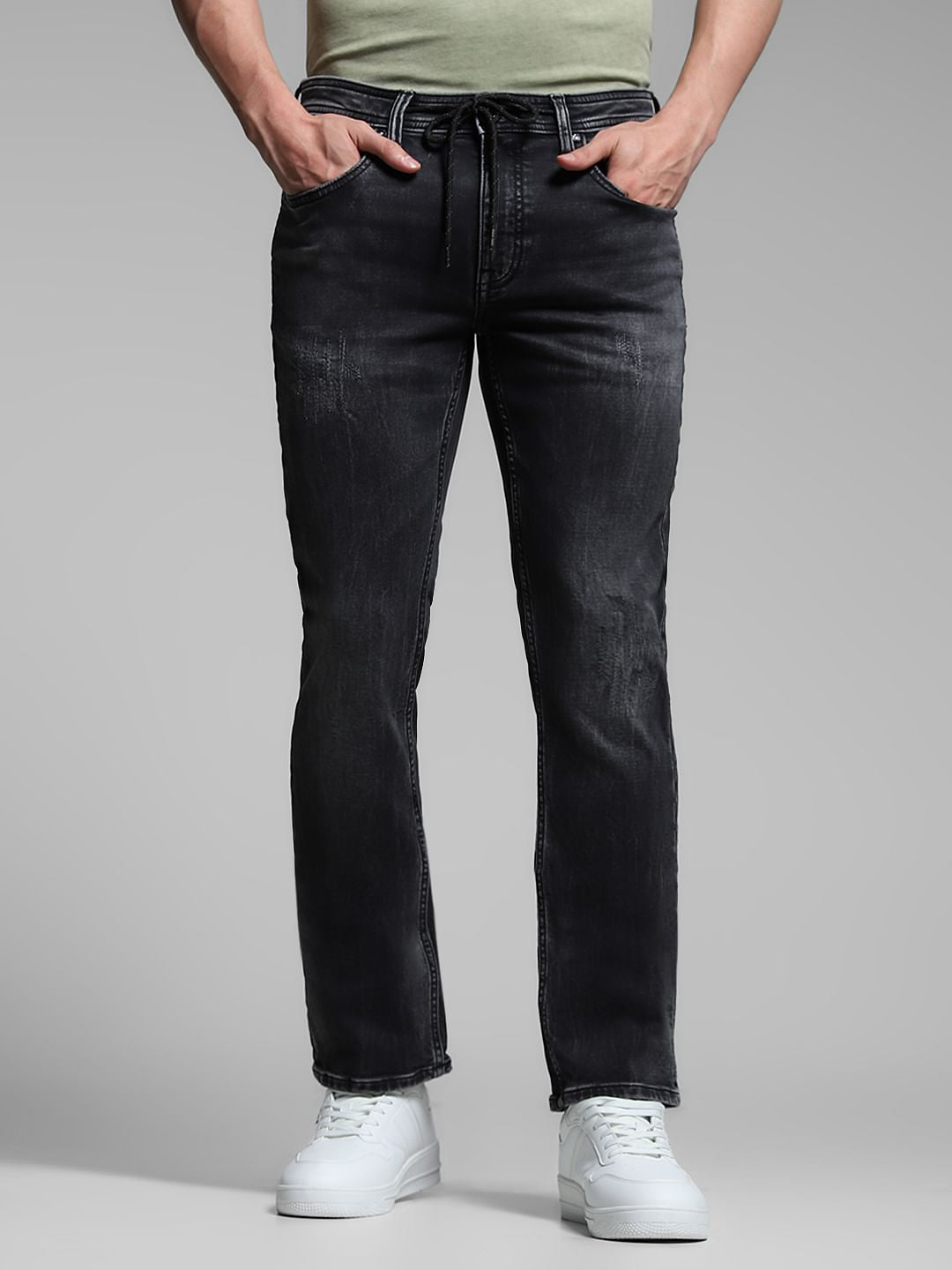 Black Low Rise Clark Regular Fit Jeans