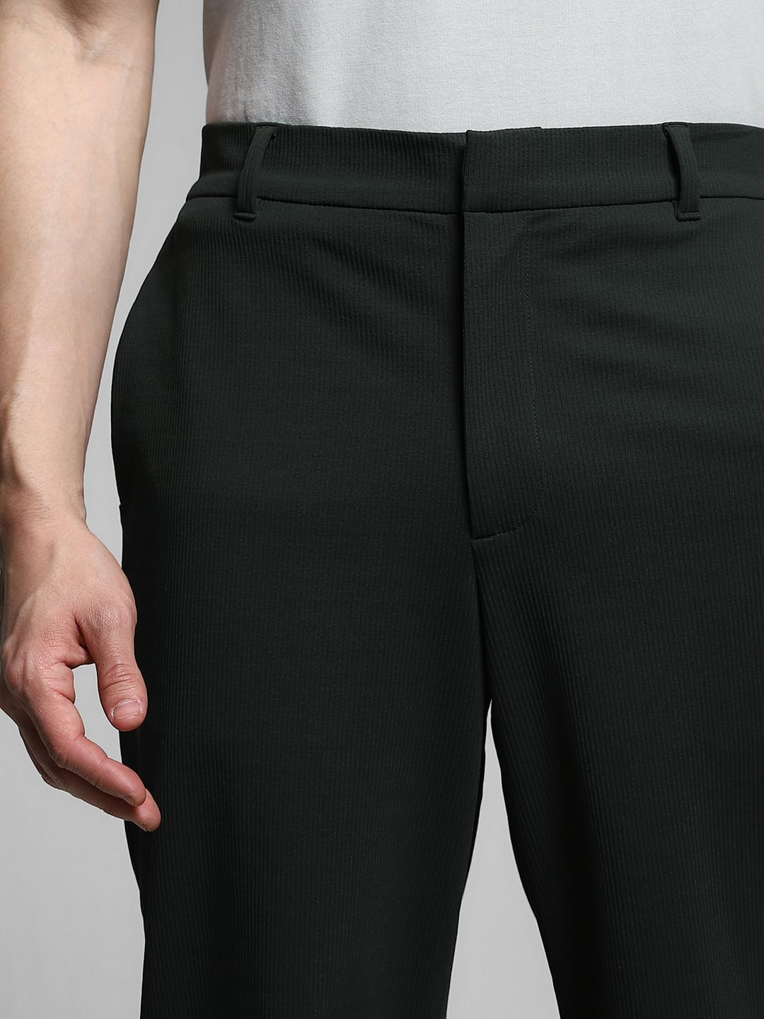 Olive Mid Rise Regular Fit Pants