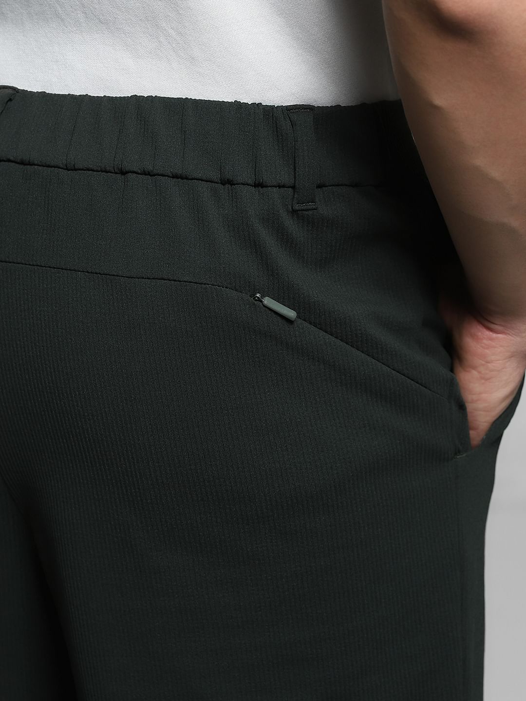 Olive Mid Rise Regular Fit Pants